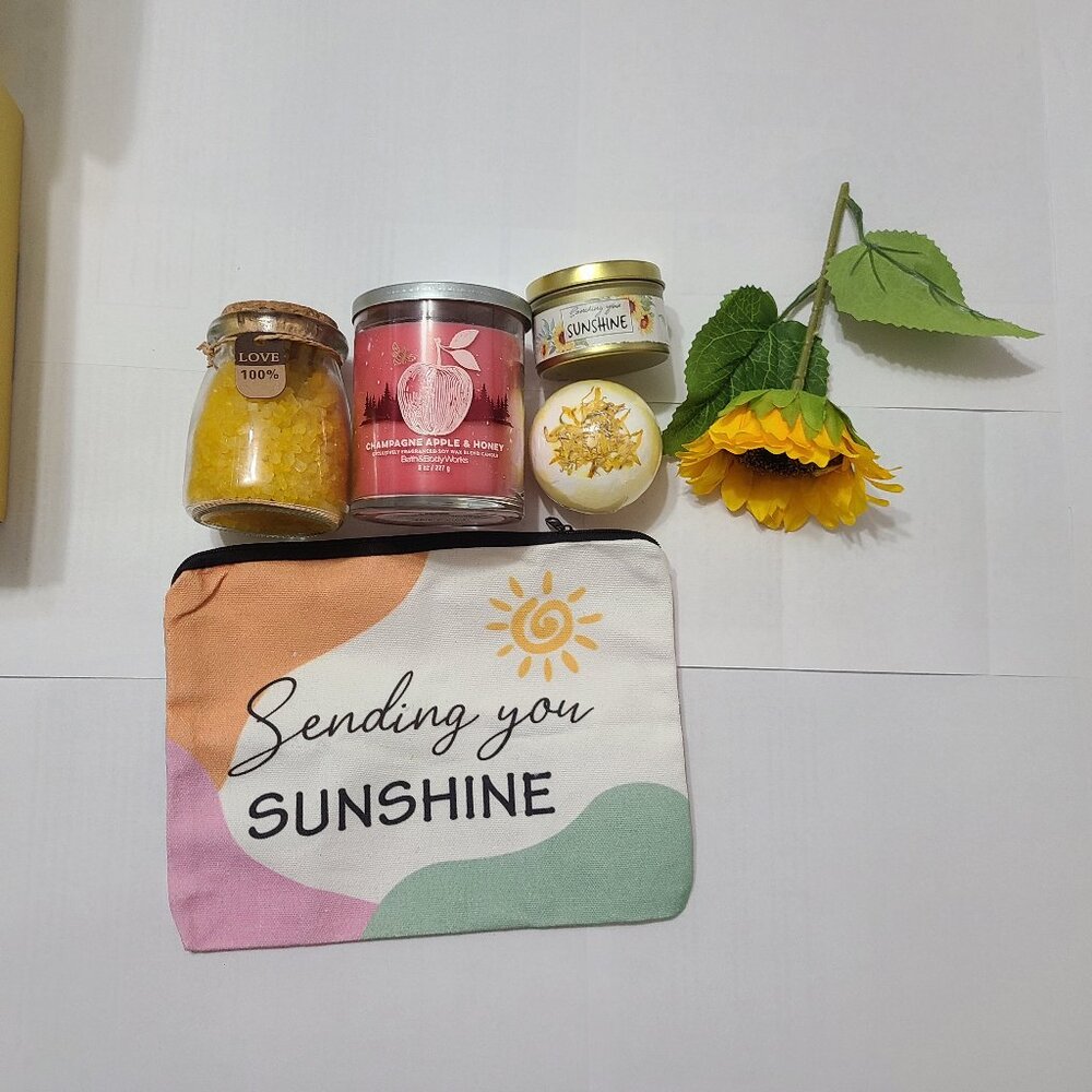 Sunshine Themed Gift Box – Bath & Body Works Candle, Bath Crystals, Bath Bomb